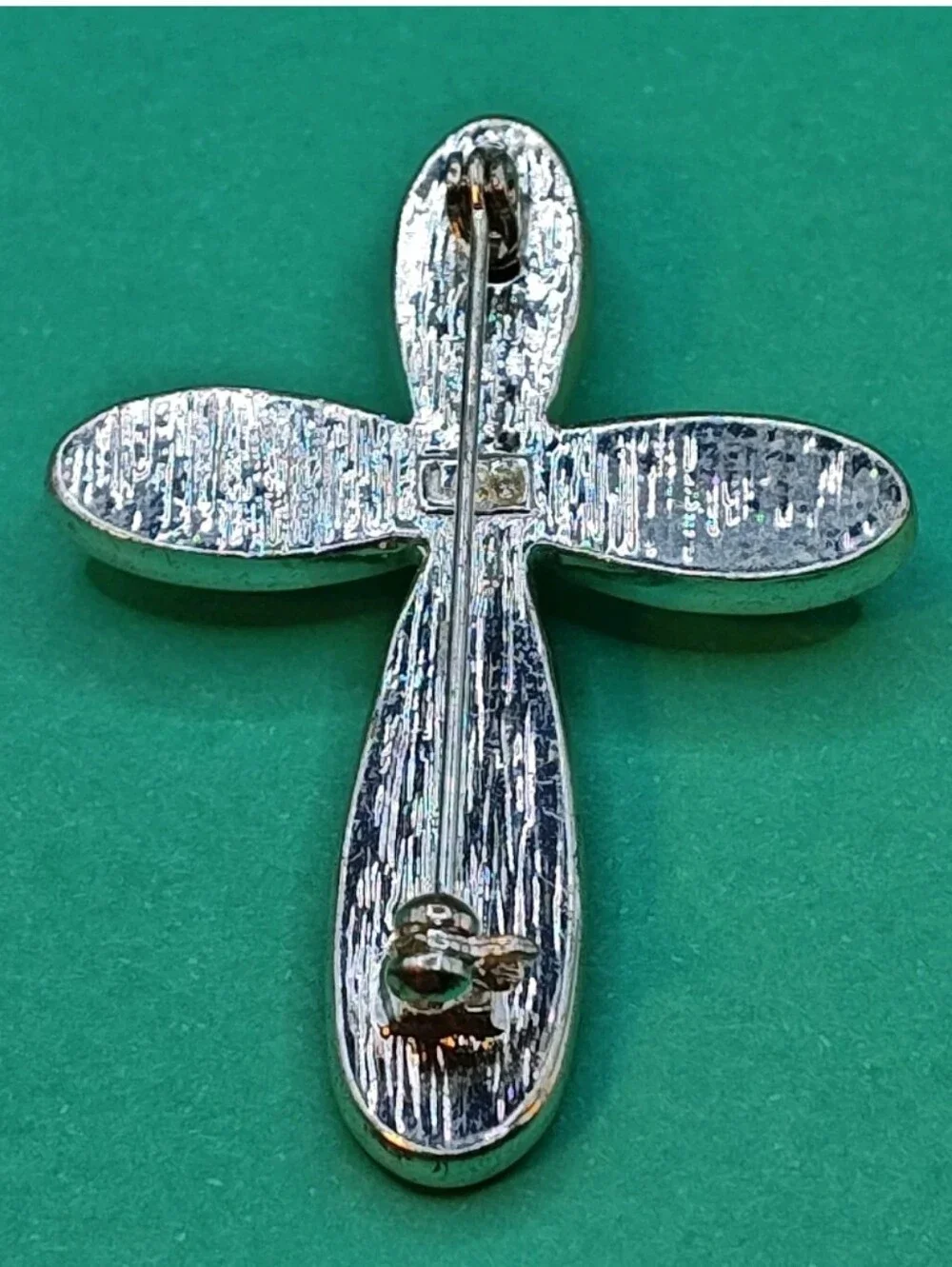 Vintage Cross Locket Amethyst Sterling Cross Pendant Rhinestone Cross Brooch LC
